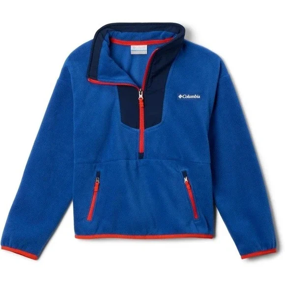 Columbia Youth Med Sequoia Grove Half Zip‎ Fleece, Mountain Blue/Collegiate Navy