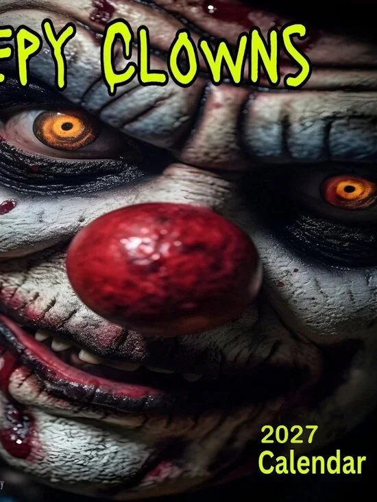 Creepy Clown Premium Wall Calendar 2027 Scary Evil Clown Horror Movie Calendar
