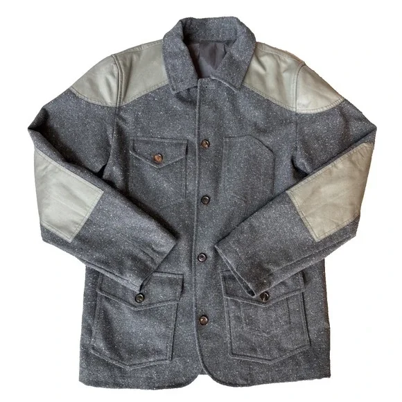 Creep Clothing Men's Field Work Jacket Button Front Arm Patches Gray Sz L Rare!