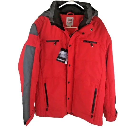 Avalanche outdoor company Men's coat Ski Jacket NEW Red Gray Detachable Hood