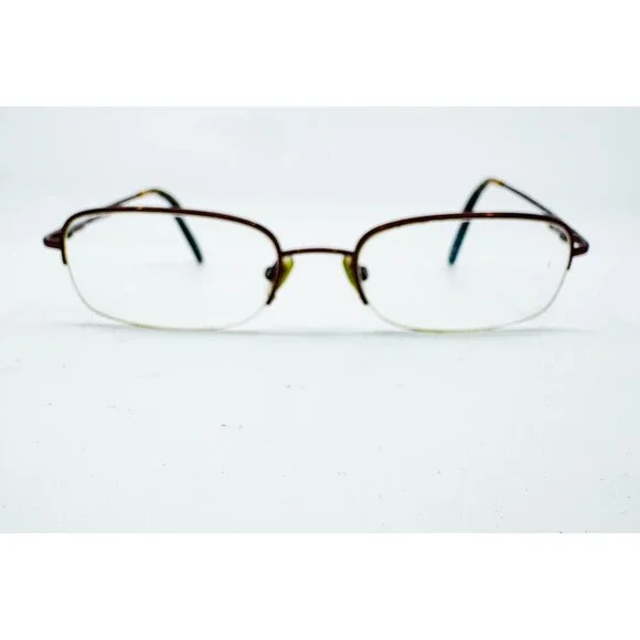 Fossil Speedway Eyeglass Frames Mens Brown Semi Rimless Rectangular 140 0TJ2