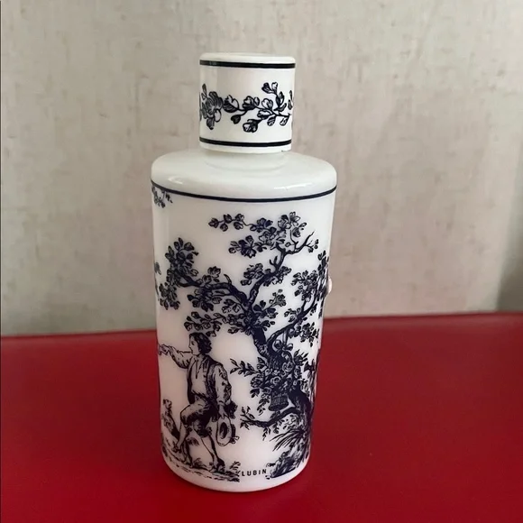 Vintage Blau-Weiße Milchglas Parfümflasche von Lubin 