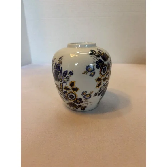 Zsolnay Hungary Porcelain Vase Cobalt Blue Gold Floral La‎ Belle Marre 1983 4.5