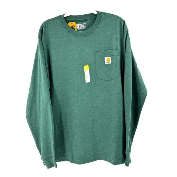 Carhartt K126 Men's Loose Fit Heavyweight Logo Pocket T-Shirt Med Green Work NEW