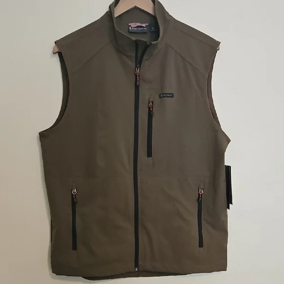 NWT Free Country Stretch Rip Stop Mens Outdoor Vest W Zip Pockets Sz. S