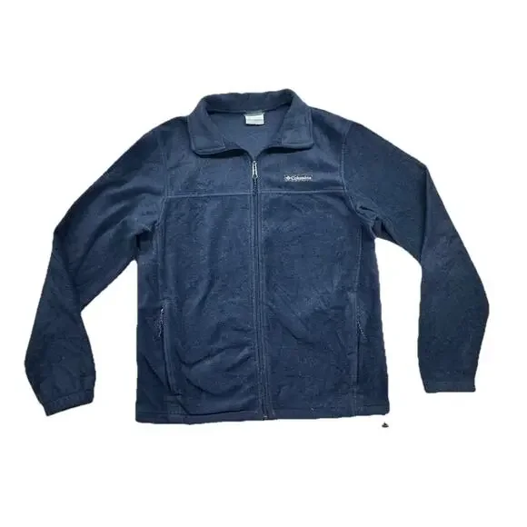 Columbia Jacket Mens Medium Fleece Full Zip Navy Blue Outdoor Lightweight
