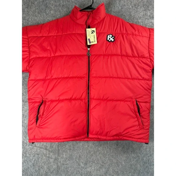 Getrey x RX Fashion Is A Drag Puffer Jacket Red XXL Graphic Streetwear