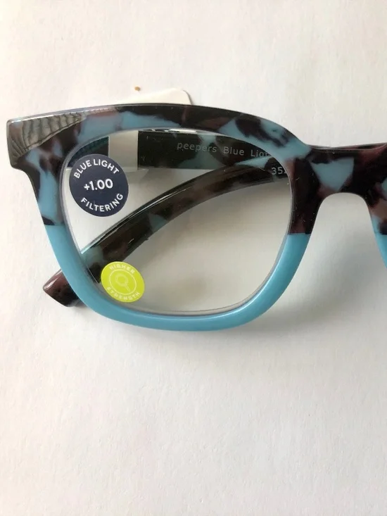 NEW Peepers To the Max Light BLUE MARBLE BLUE LIGHT FILTER READERS +1.00