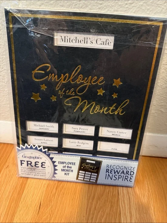Employee of the Month Wall Display - Black and Gold