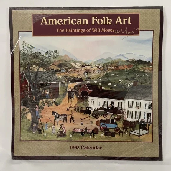 American Folk Art Will Moses 1998 Calendar NEW IN WRAPPING Cedco Publishing