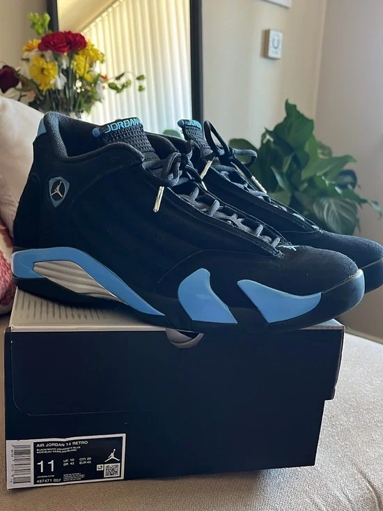 Jordan Air Jordan 14 Retro Black with Light Blue Accents