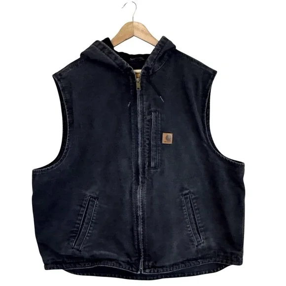 Carhartt Knoxville Fleece Lined Hooded Vest Work XXL 2XL Black Outdoor 101697001