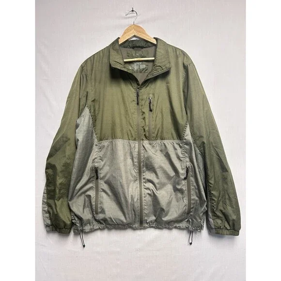LL Bean Windbreaker Jacket Mesh Lined Pockets Full Zip Green Bomber Men’s XXL