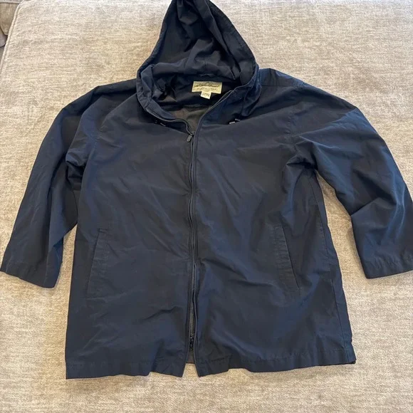 Eddie Bauer Full Zip Hooded Jacket Black Lightweight L Outerwear