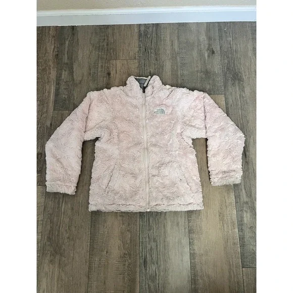 The North Face Mossbud Reversible Jacket Girls Size L 10-12 Pink Gray Used