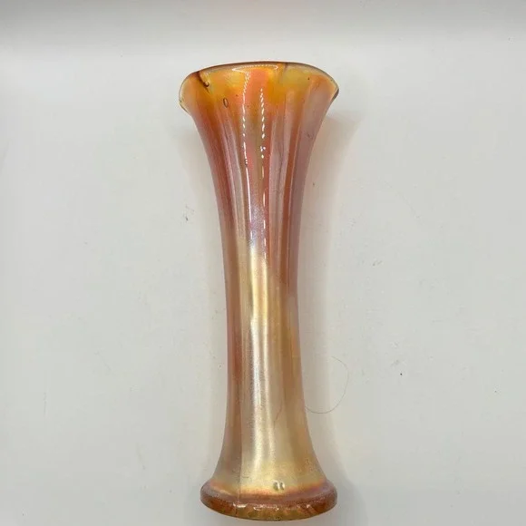 Imperial Glass Marigold Carnival Glass Vase 9 Inch Vintage Fluted Iridescent
