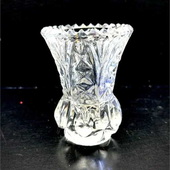 Kristal Zajecar 24% Lead Crystal Diamond  Cut 4” Bud Vase- Yugoslavia-Vintage