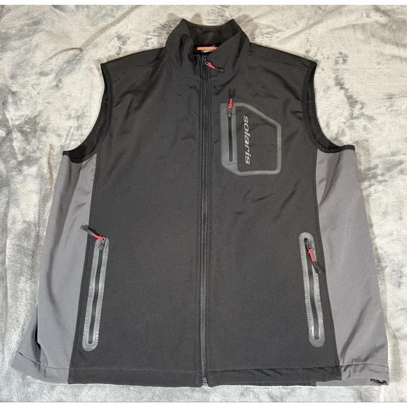 Solaris Vest Mens XL Black Softshell Full Zip Pockets Hiking Outdoor Windbreaker