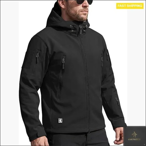Men's Waterproof Tactical Softshell Jacket Hooded Outdoor Military Performance