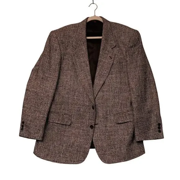 Dario Napoli Men's Sports Blazer 100% Silk Made in Italy Black and White Tweed