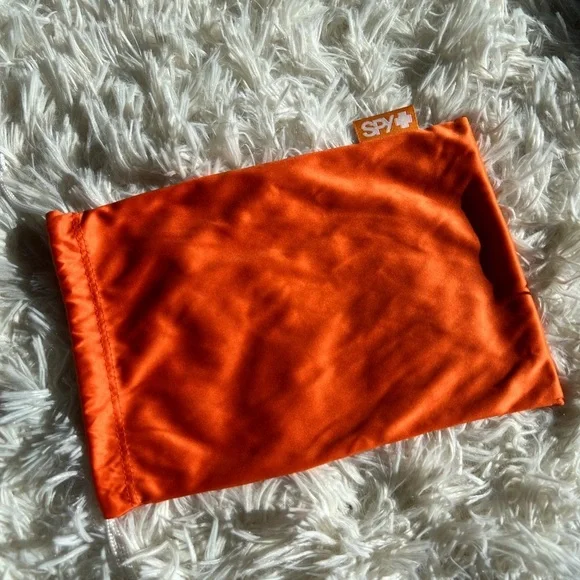 Spy + orange ski snowboard goggle /‎ glasses drawstring bag