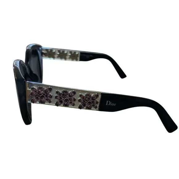 Authentic Dior Sunglasses Mystere Swarovski Crystal Flowers RARE Purple Flowers