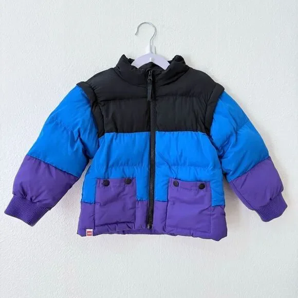 LEGO Puffer Jacket Coat Target Exclusive Size 4T Black Blue Purple Convertible