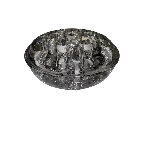 Flower Frog 13 Hole Round Dome‎ Floral Vintage Clear Glass  Arranger Heavy Glass