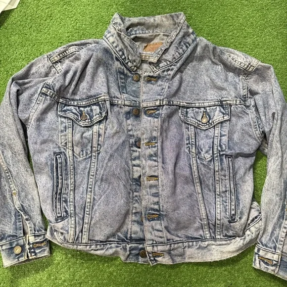 Vtg 80s-90s Levis Denim Trucker Jacket‎ Sz M Made In USA Purple Wash Indigo