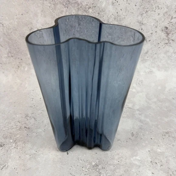 Vintage Iittala Alvar Aalto Dark Grey Wave Savoy Vase 200mm Hand Signed MCM