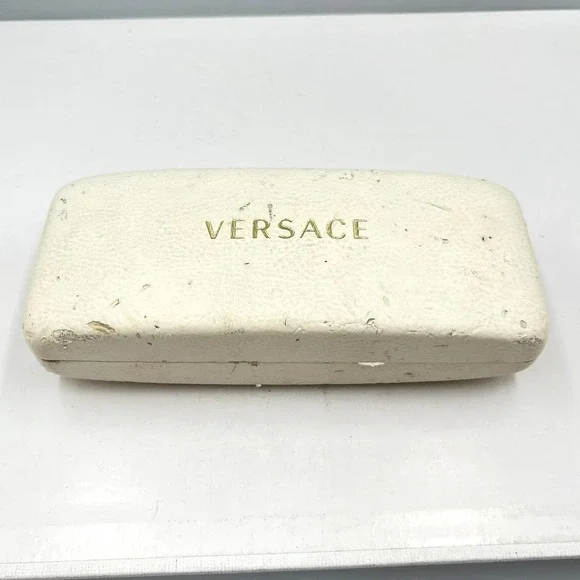 Versace‎ Designer Glasses Case White Faux Leather Hard Shell Eyewear Storage