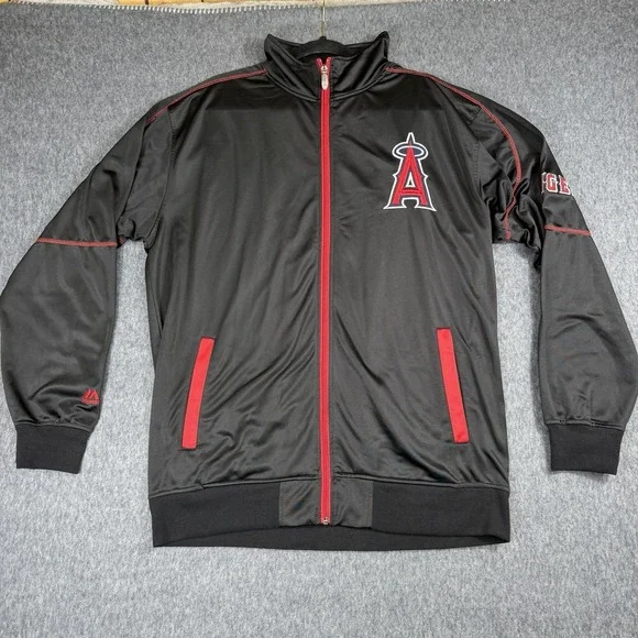 Los Angeles Angels Men's Full Zip Embroidered Track Jacket Size XLT Majestic