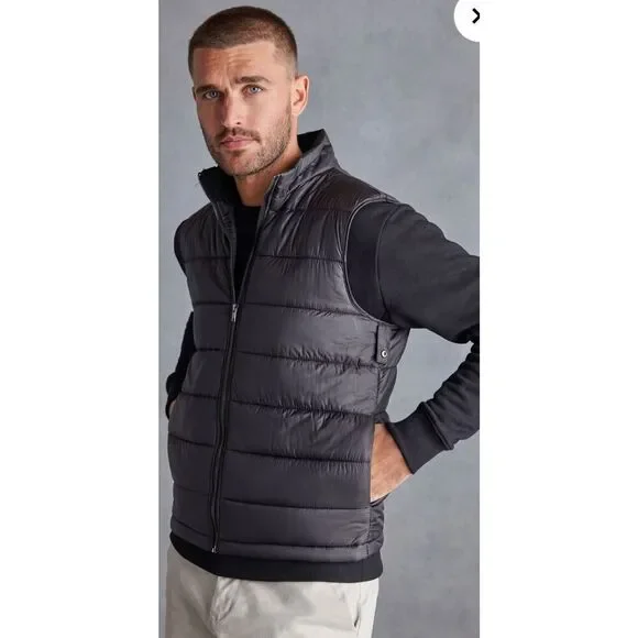 NEXT Signature Mens Black Puffer Vest Italian Fabric‎ Sleeveless Jacket