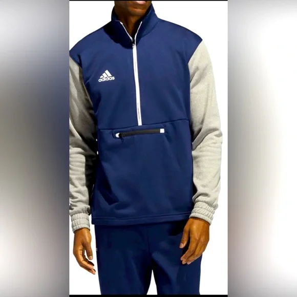 Adidas Men's Navy and Gray 1/4 zip size 2XL NWT