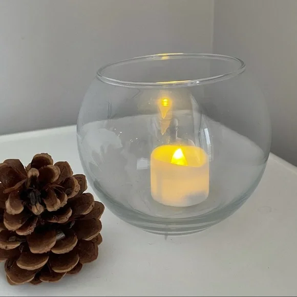Clear Round Standing Makrame Hanging Bowl Flower Vase Glass Jar Candle Holder