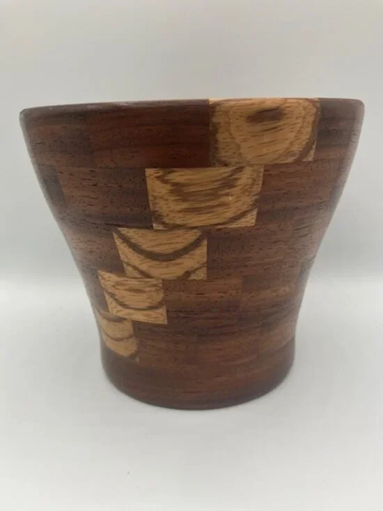 Wooden Bowl / Vase Handcrafted Slant Style Design of Segmented‎ Wood 5.5