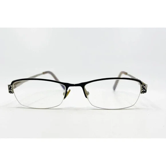 Go Green Eyeglass Frames Womens Black Lipstick Semi-Rimless Patterned 51-17-135