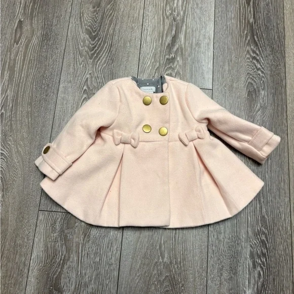 Tahari Pink Double-Breasted Kids Pea Coat