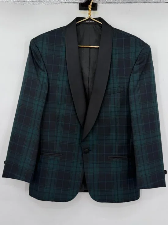 Formal Specialists Ltd Vge Black Watch Tartan Wool Blend Tuxedo Jacket 38S NWOT