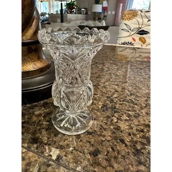 Vintage cut, glass face or toothpick holder