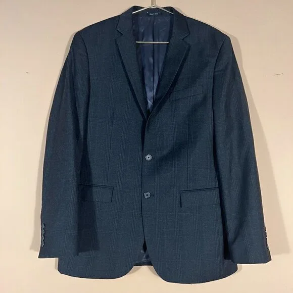 Egara Mens 100% Wool Slim Fit Suit Jacket