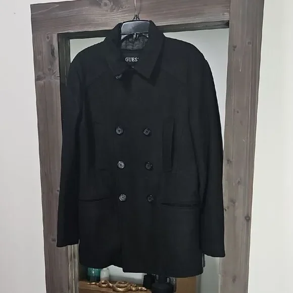 GUESS Classic Black Men's Peacoat