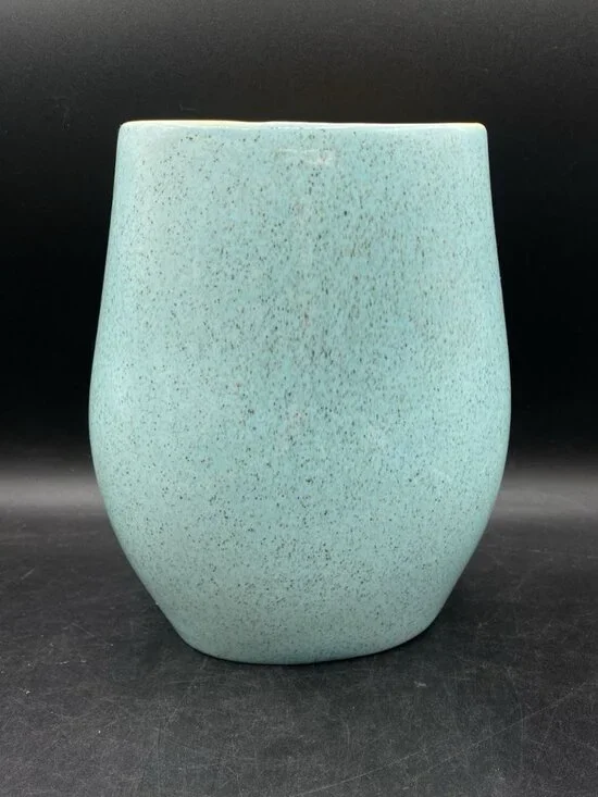 Red Wing Pottery M-1500 Charles Murphy Vase Robin’s Egg Blue Tangerine Inside