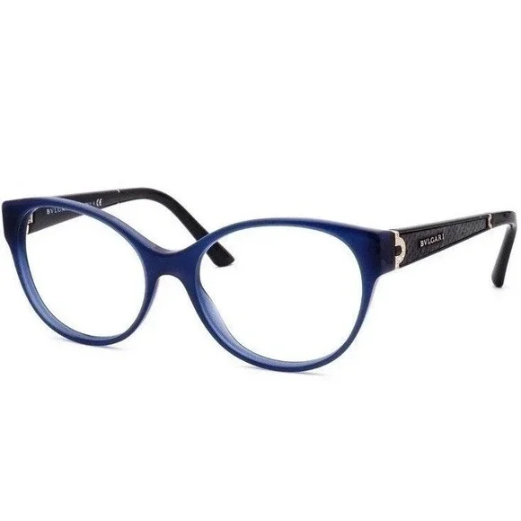 Bvlgari Eyeglasses 4106-B-Q‎ 5145 Blue Opal Rhinestones Cat Eye Italy 54017 140
