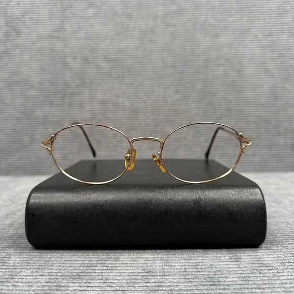 Petite Sophisticate 2202 G505 Gold Oval Y2K Eyeglass Frames Italy 49-19-135 Vtg