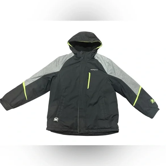 ZeroXposur Boys Winter Jacket Size Large 14/16 Hooded Pockets Black Gray