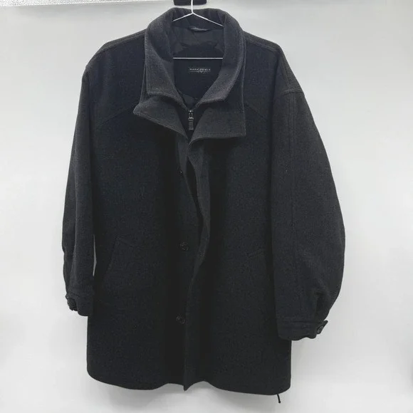 Mark Shale Wool Blend Carter Jacket Mens 42R Charcoal Zip Coat Winter Minimalist