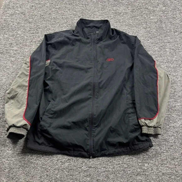 Y2K 2000s Reebok Black Windbreaker Track Jacket Men's Size XL