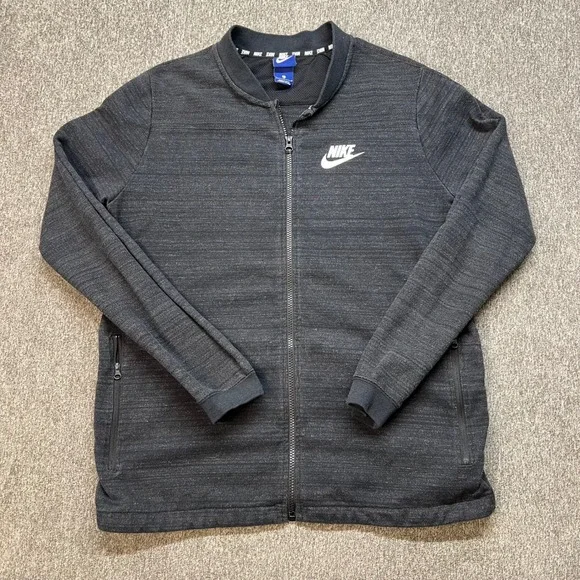Vintage Nike Sportswear Mens FullZip Bomber Jacket Grey Heather 837008-010 Large