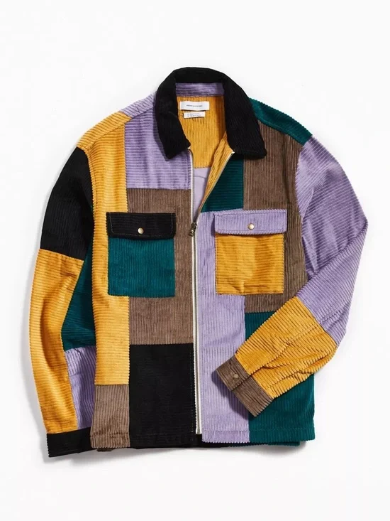 Urban Outfitters Ryder Blocked Corduroy Zip Shirt Size M